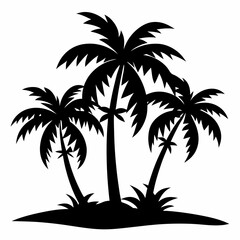Fototapeta premium Black color Beach silhouette on white background