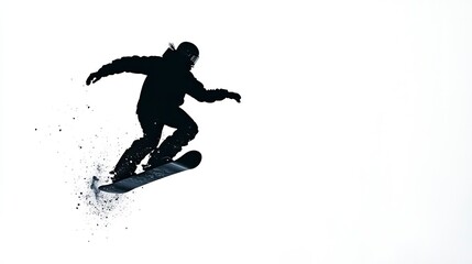 Obraz premium Silhouette of a Snowboarder Mid Trick Winter Sports & Activities, Winter season, Happy New Year, Happy Christmas 