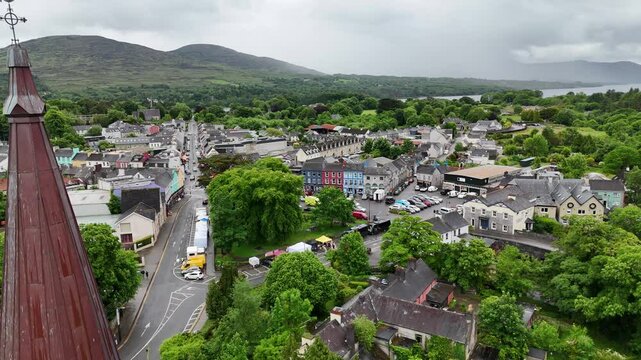 Bird's-eye view of Kenmare, a town on the Ring of Kerry, Ireland