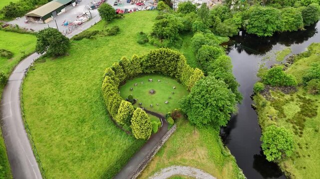 Drone shot of Kenmare Stone Circle on the Ring of Kerry, Ireland