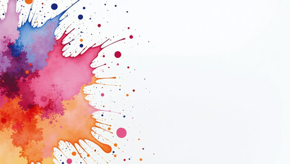 watercolor paint stains blots white background splattered colors textured copy