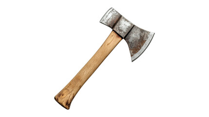 Axe with a wooden handle isolated on transparent background