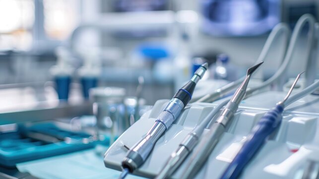 Close-up of dental equipment repair, highlighting tools and components used for maintenance
