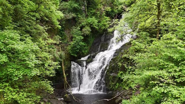 Aerial view of Torc Waterfall on the Ring of Kerry, Ireland