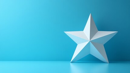 Geometric White Star Against Blue Background