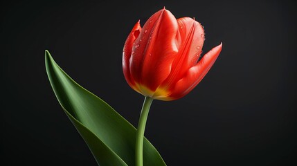 Naklejka premium A photo of a single red tulip