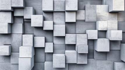 Abstract Geometric 3D Blocks Textured Monochrome Composition