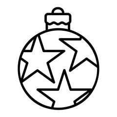 Christmas ball icon for web. Outline style