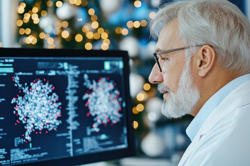 a healthcare manager analyzing data on a computer screen, illustrating the use of analytics in decision-making processes