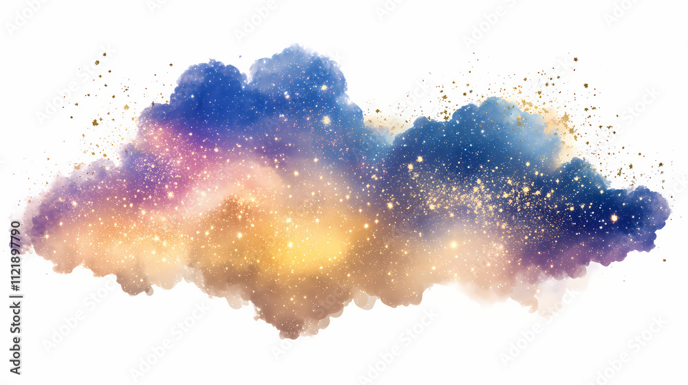 Wall mural aurous glitter galaxy cloud glitters png. auric. illustration
