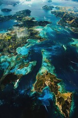 Fototapeta premium Exploring tropical archipelago islands aerial view turquoise waters nature scenic landscape