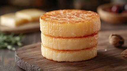 Grilled Halloumi Cheese Stack on Wooden Board