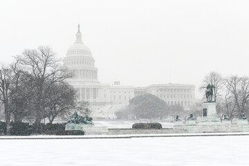 US Capitol building in the snow - Washington D.C. United States