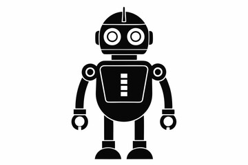 Personal Robot Assistant vector silhouette black design white background