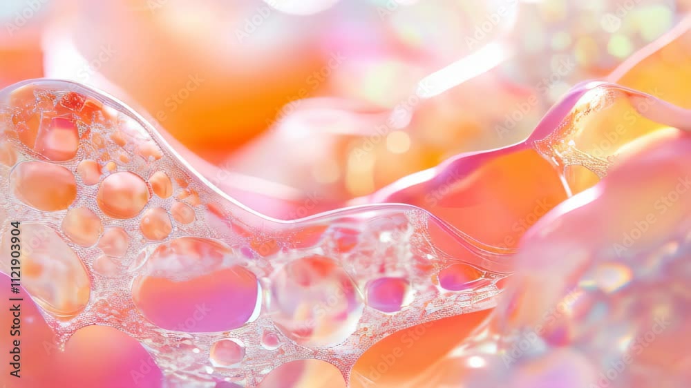 Poster colorful bubbles dance in glowing light creating a mesmerizing visual experience