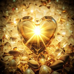 Obraz premium Glowing glass heart generative ai