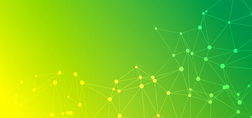 Green yellow abstract background, digital technology speed connect, cyber nano information,  communication, innovation future tech data, internet network connection, Ai big data, line dot illustration