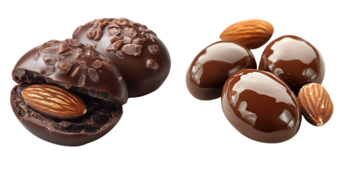 chocolate-covered almond with a shiny coating