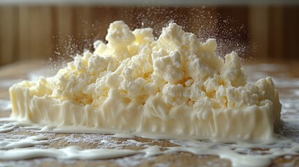 A Stunning Close-Up of Creamy Cottage Cheese Melting