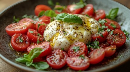 Burrata Cheese with Cherry Tomatoes and Basil