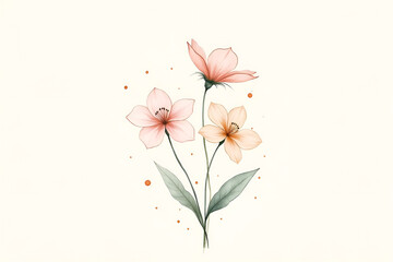 Naklejka premium delicate watercolor illustration, abstract floral sketch, soft pastel colors, light background, subtle artistic design, nature inspired, minimalistic style, modern art, gentle aesthetics