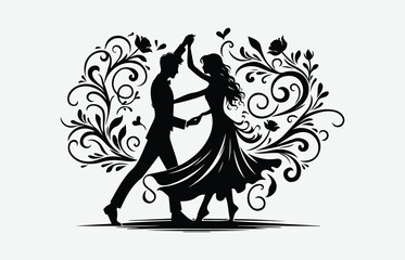 Romantic Couple Silhouette Set Depicting Love and Intimacy for Design and Art Projects