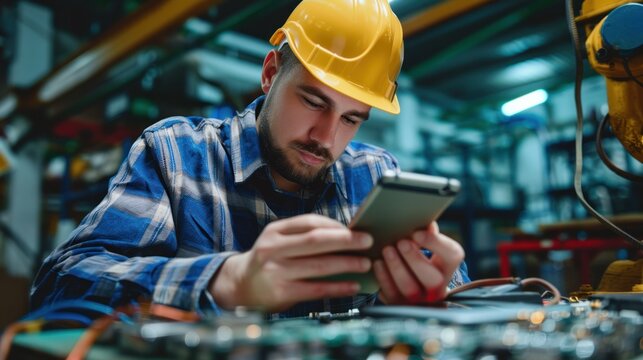 Phone repairman diagnosing software problems, reinstalling operating systems and apps for smooth performance