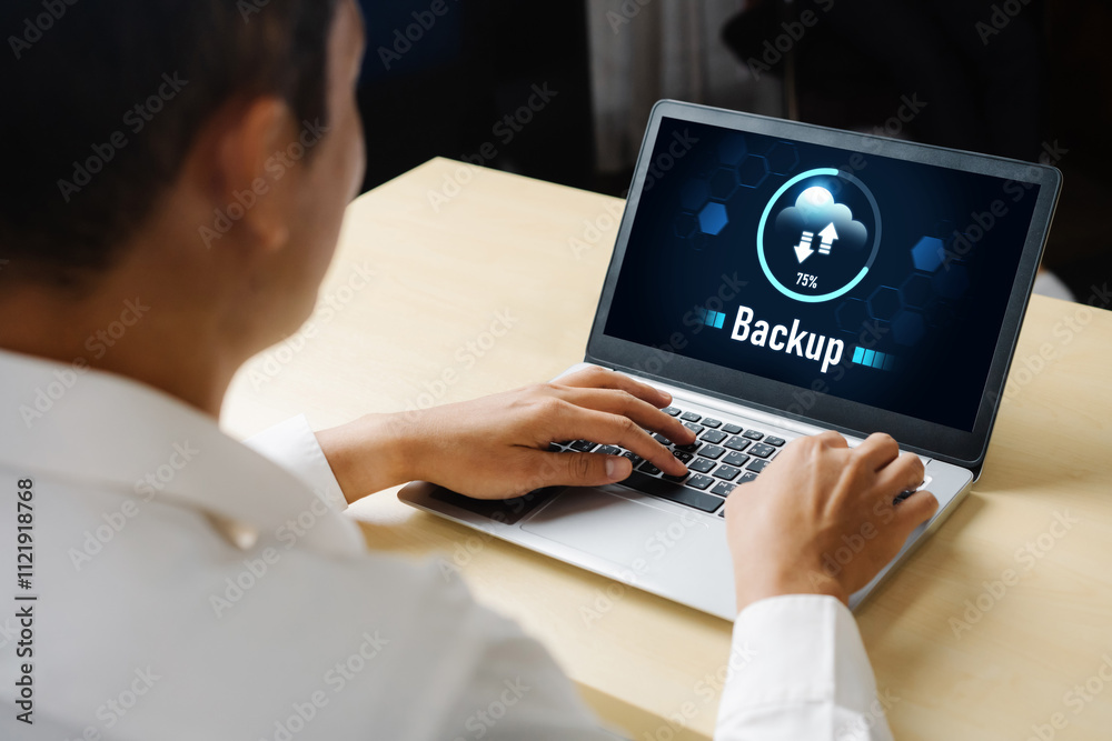 Poster backup storage data internet technology business concept. database storage cloud technology file dat