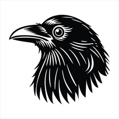 Obraz premium A black bird on the head silhouette logo 