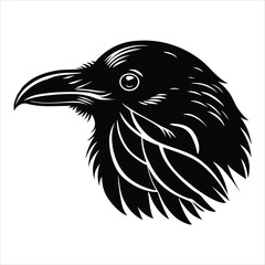 A black bird on the head silhouette logo 