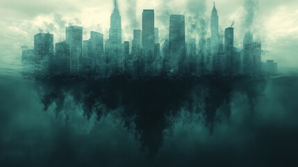 Submerged Metropolis: A Dystopian Cityscape