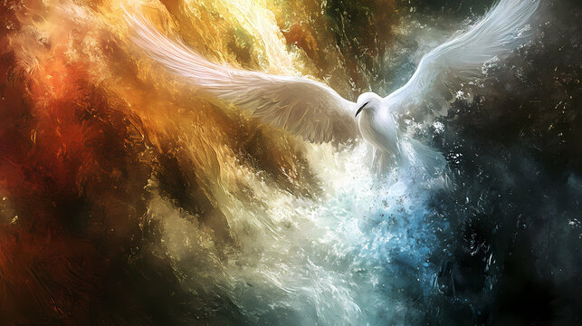 Spiritual energy coursing through a sacred waterfall as the sound of rushing water echoes in the soul, cleansing and renewing. Echoes. Illustration