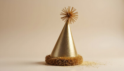 Festive elegant golden cap, on a golden background
