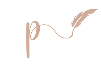 Obraz premium Letter P Feather Logo Design Vector Template. Feather Symbol