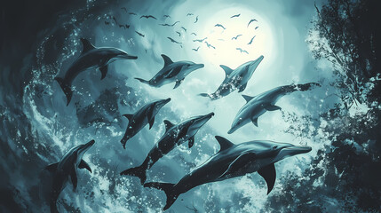 Fototapeta premium echolocation of dolphins