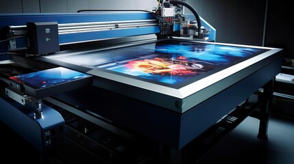 A photo of a UV flatbed printer