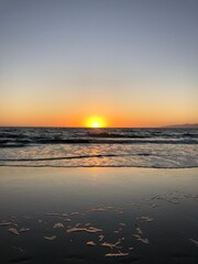 sunset on the beach over the ocean