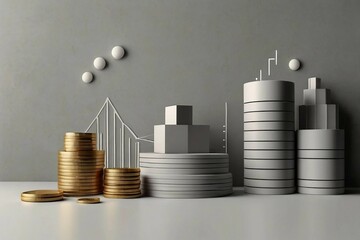 An image featuring bar graphs, pie charts, line graphs, and 3D icons, subtly blending data analysis elements with a sense of inquiry and exploration.