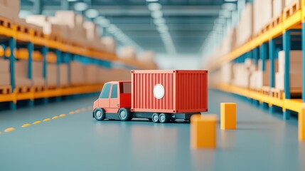 Fully digitized inventory system, warehouse automation at work, 3D illustration