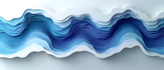 Fototapeta premium A vibrant abstract depiction of layered waves in varying shades of blue, creating a sense of depth and movement. The smooth gradients evoke tranquility and serenity.