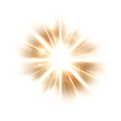 Small golden lens flare with realistic isolated  on white and Transparent Background
