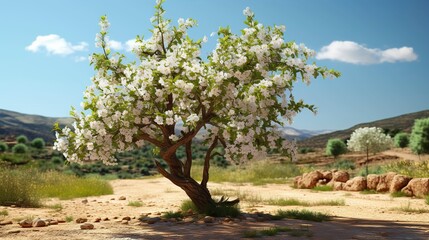 Fototapeta premium A photo of an almond tree
