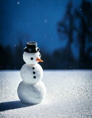 Obraz premium Snowman Under Starry Winter Sky