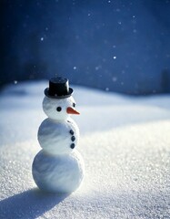 Fototapeta premium Snowman in Glittering Snowfield