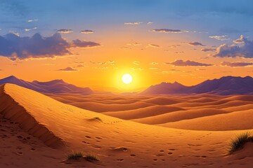 Naklejka premium sunset over the desert