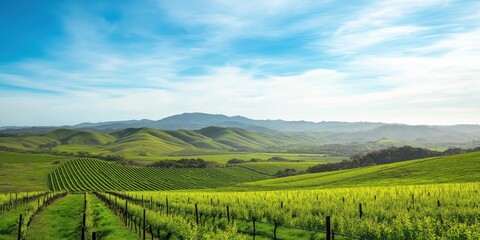 Obraz premium A wide-angle shot of a sprawling vineyard stretching into the horizon