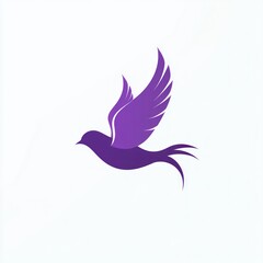 Obraz premium Purple stylized bird in flight, isolated on white background.