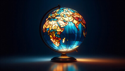 Illuminated Stained Glass Globe: A Fusion of Art and Geography