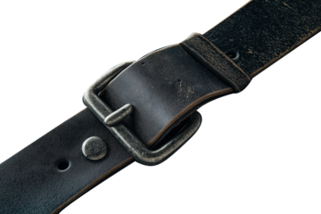 black leather belt isolated on white