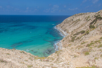Obraz premium View of the cliff with the ocean on the horizon from Cap Blanc in Bizerte, Tunisia,